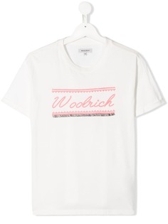 Woolrich Kids футболка с вышитым логотипом