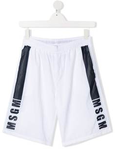 Msgm Kids шорты с контрастными полосками и логотипом