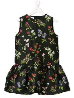 Oscar De La Renta Kids платье с цветочным принтом и заниженной талией