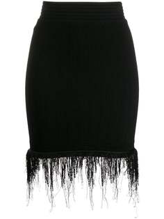 Balmain трикотажная юбка с бахромой