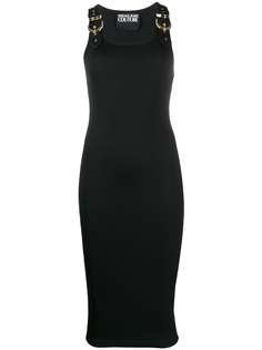 Versace Jeans Couture платье миди в рубчик с декорированными плечами