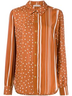 Stine Goya рубашка с контрастным принтом и асимметричным краем