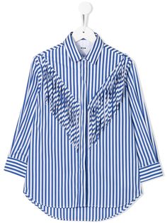 MSGM Kids полосатая рубашка с бахромой