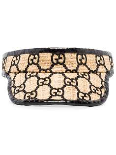 Gucci козырек из рафии с узором GG