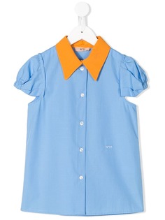 Nº21 Kids рубашка с рукавами кап и контрастным воротником