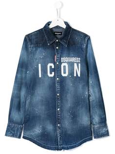 Dsquared2 Kids джинсовая рубашка с принтом