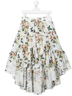Monnalisa юбка с оборками и цветочным принтом