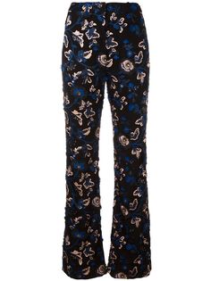 Self-Portrait расклешенные брюки с вышивкой