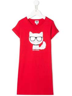 Karl Lagerfeld Kids платье-футболка Choupette