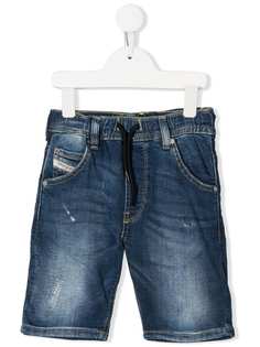 Diesel Kids джинсовые шорты с поясом на шнурке