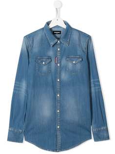 Dsquared2 Kids джинсовая рубашка с нагрудным карманом