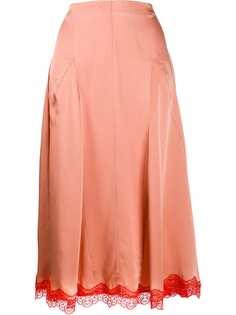 Semicouture юбка миди с кружевом на подоле
