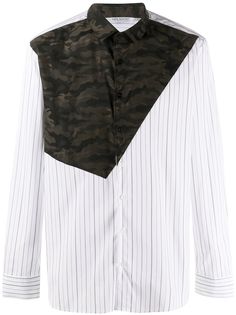 Neil Barrett полосатая рубашка с камуфляжным принтом