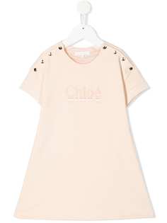 Chloé Kids платье-рубашка с логотипом