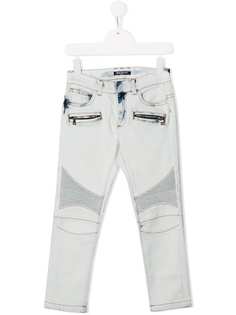 Balmain Kids выбеленные джинсы