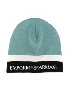 Emporio Armani Kids трикотажная шапка бини в стиле колор-блок