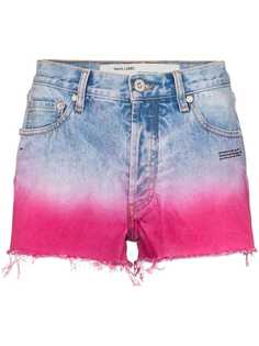Off-White шорты с эффектом деграде и бахромой