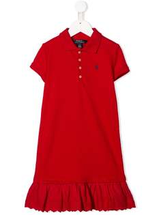 Ralph Lauren Kids платье-поло с оборками и вышитым логотипом