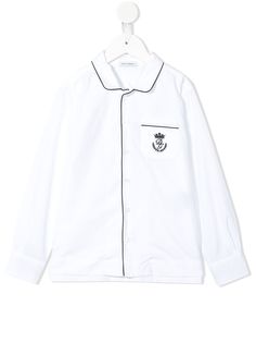 Dolce & Gabbana Kids рубашка с длинными рукавами и контрастной окантовкой