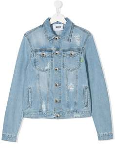 Msgm Kids джинсовая куртка с эффектом потертости