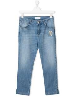 Roberto Cavalli Junior джинсы с вышитым логотипом и разрезами