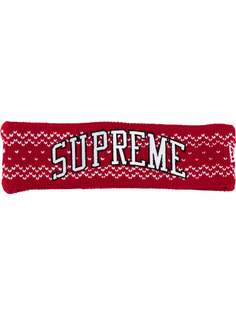Supreme повязка на голову с логотипом из коллаборации с New Era