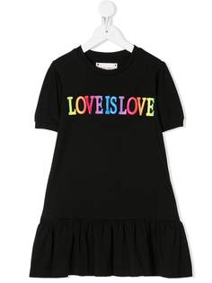 Alberta Ferretti Kids ярусное платье с вышивкой Love Is Love
