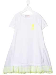 Ermanno Scervino Junior платье-футболка с кружевной отделкой