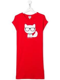 Karl Lagerfeld Kids платье-футболка с принтом