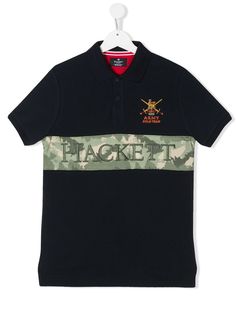 Hackett Kids рубашка-поло с короткими рукавами и камуфляжной вставкой