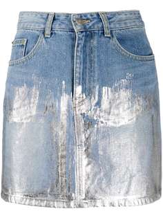 SJYP джинсовая юбка с эффектом металлик