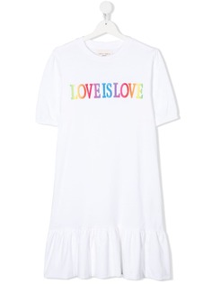 Alberta Ferretti Kids платье с вышивкой Love Is Love