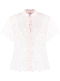 Blumarine полупрозрачная рубашка с короткими рукавами и вышивкой