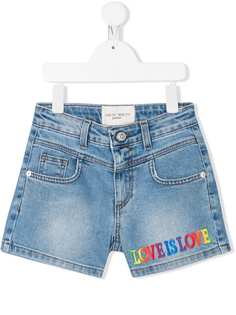 Alberta Ferretti Kids джинсовые шорты с вышитой надписью