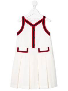 Gucci Kids платье со складками и окантовкой в полоску