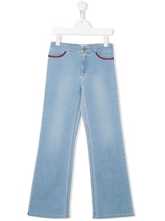 Gucci Kids джинсы прямого кроя с контрастной окантовкой