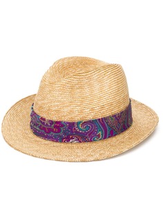 Etro соломенная шляпа с узором пейсли