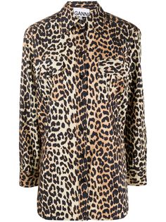 GANNI рубашка с леопардовым принтом