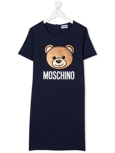 Moschino Kids платье-футболка с вышивкой