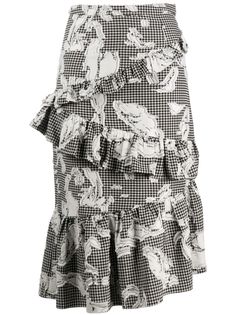 Three Floor юбка с оборками в клетку гингем