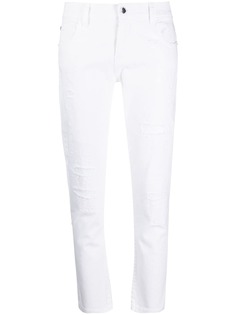 Emporio Armani укороченные джинсы кроя слим с эффектом потертости