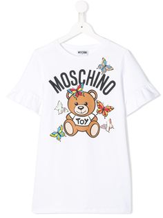 Moschino Kids платье-футболка с оборками на рукавах