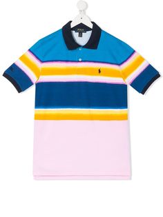 Ralph Lauren Kids рубашка-поло в полоску с принтом тай-дай