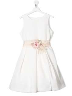 Mimilù платье с поясом и цветочной аппликацией
