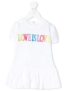 Alberta Ferretti Kids расклешенное платье с вышивкой Love Is Love