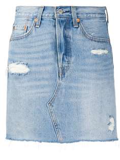 Levis джинсовая юбка с эффектом потертости