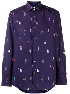 Paul Smith рубашка с длинными рукавами и вышивкой