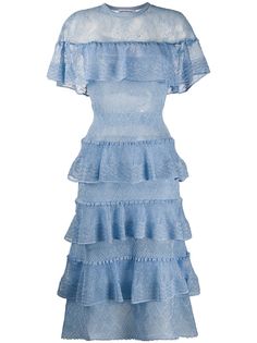 Self-Portrait ярусное платье с вышивкой