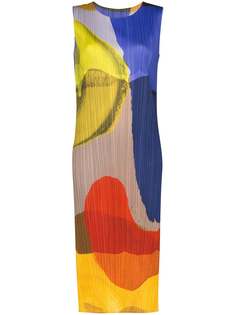 Pleats Please Issey Miyake плиссированное платье миди Energetic с абстрактным принтом
