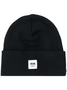 Wood Wood ribbed logo patch beanie